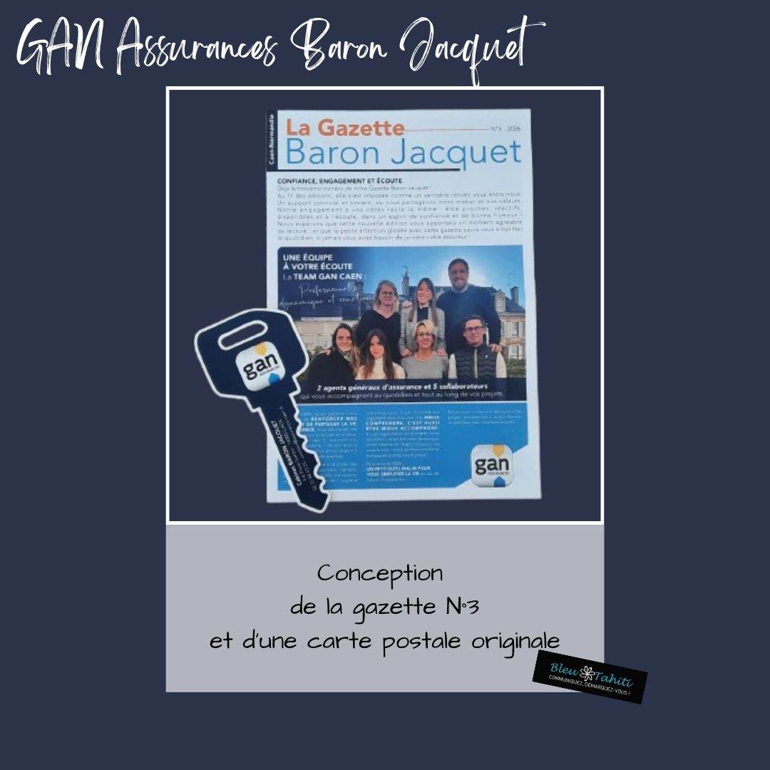GAN ASSURANCES BARON JACQUET-GAZETTE V3 ET CARTE POSTALE-BLEU TAHITI